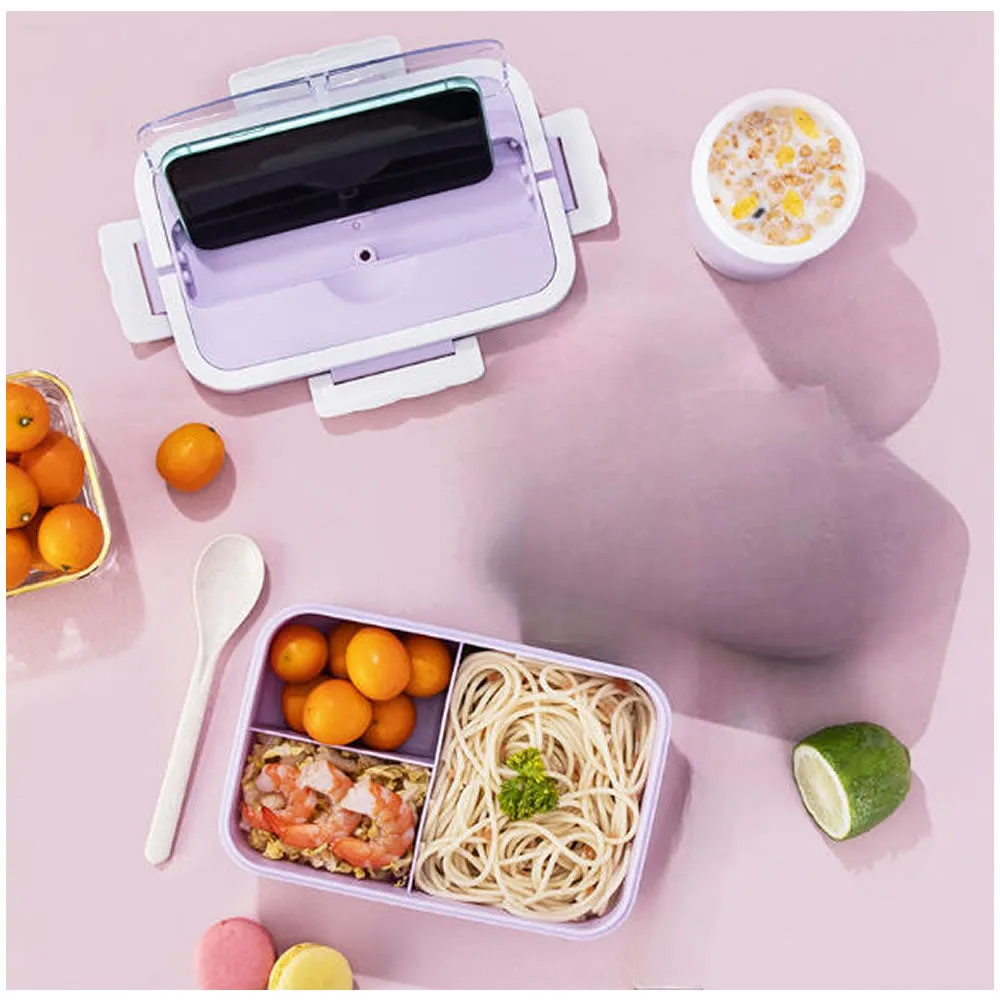 1000Ml Portable Lunch Box With Soup Cup Hy-146 Purple