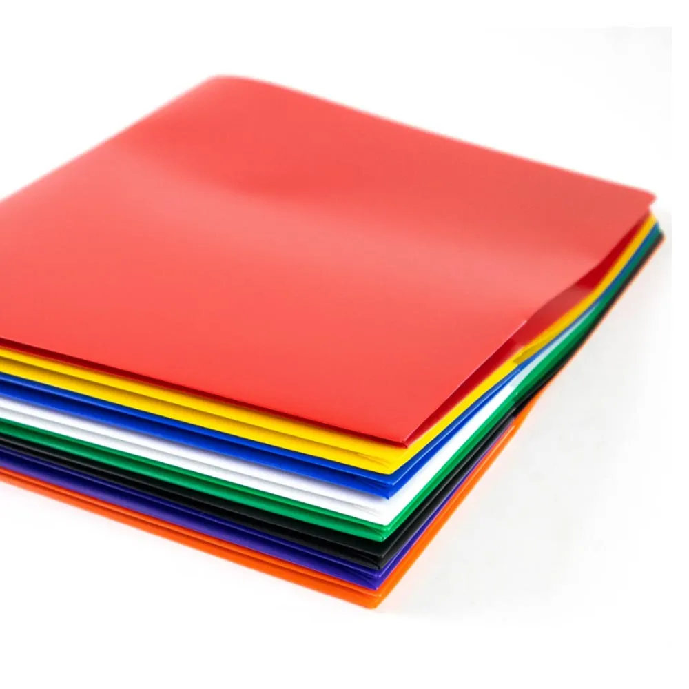 12 Poly Portfolio Two Pocket Folders 3 Hole Punch Prong Fasteners Letter Paper