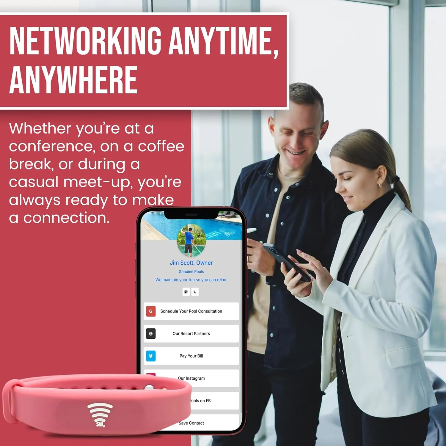 Digital Business Card Bracelet, Tap to Share NFC and QR Code Bracelet, Medical Alert Bracelet, Fundraising Bracelets, Networking Bracelet, Compatible with iPhone and Android