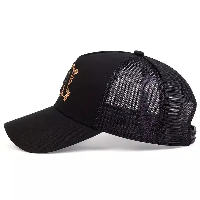 LA Black Embroidered Trucker Cap