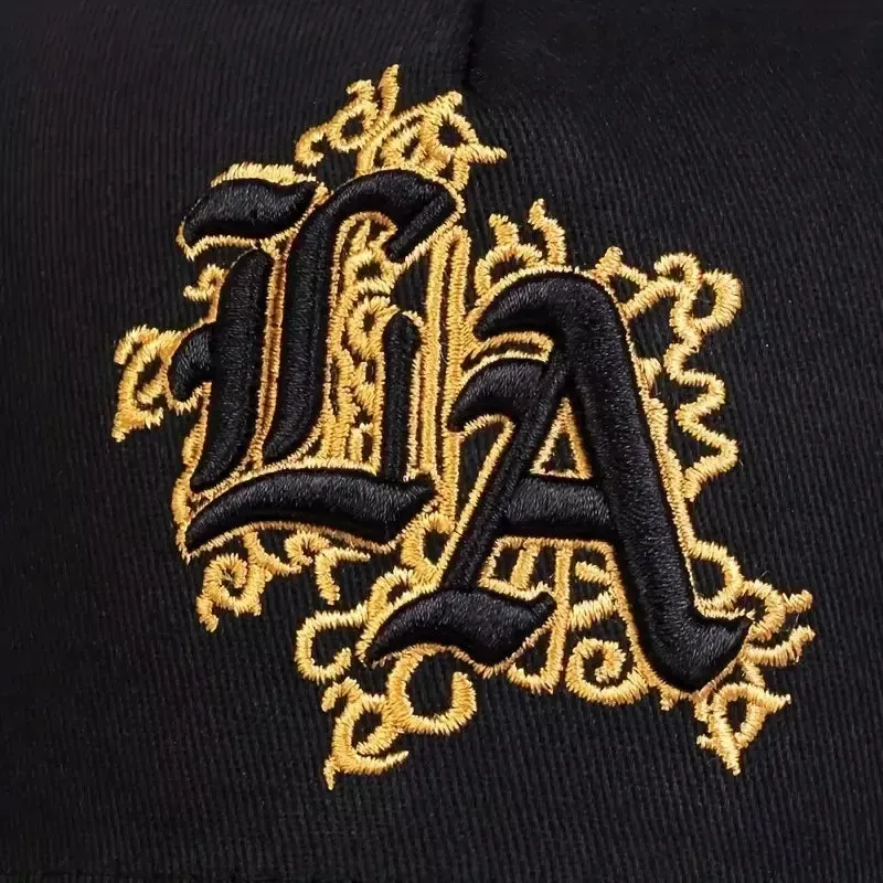 LA Black Embroidered Trucker Cap