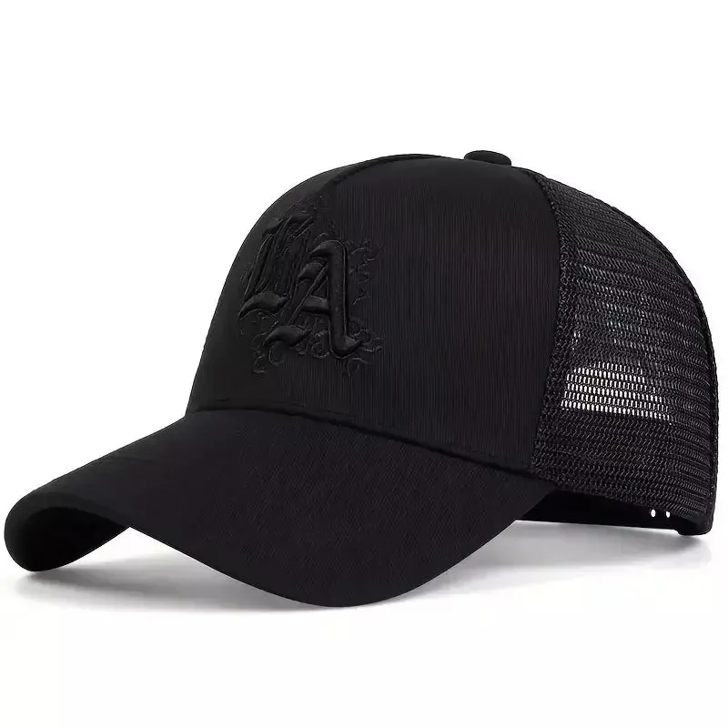 LA Black Embroidered Trucker Cap