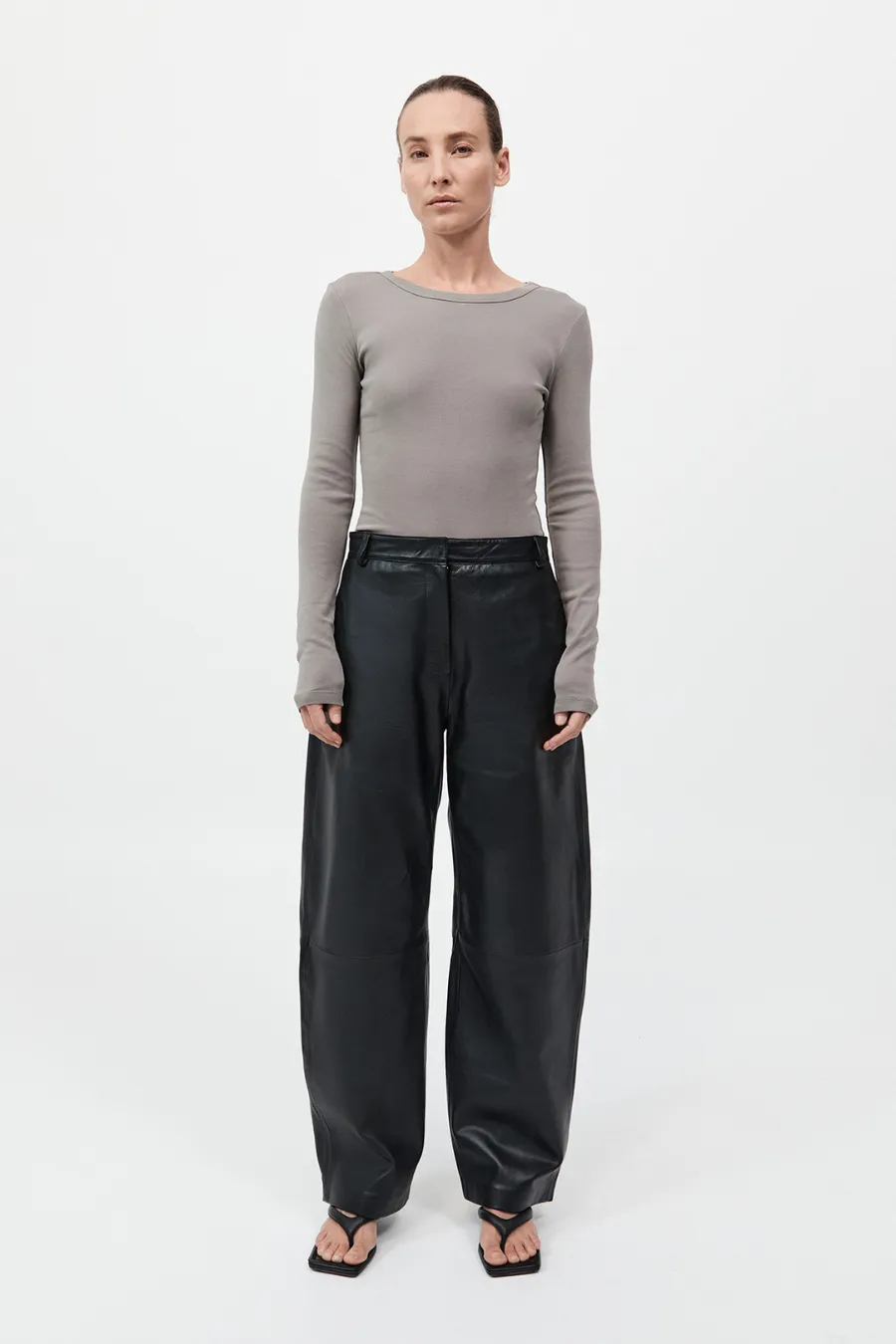 Leather Balloon Pants Black