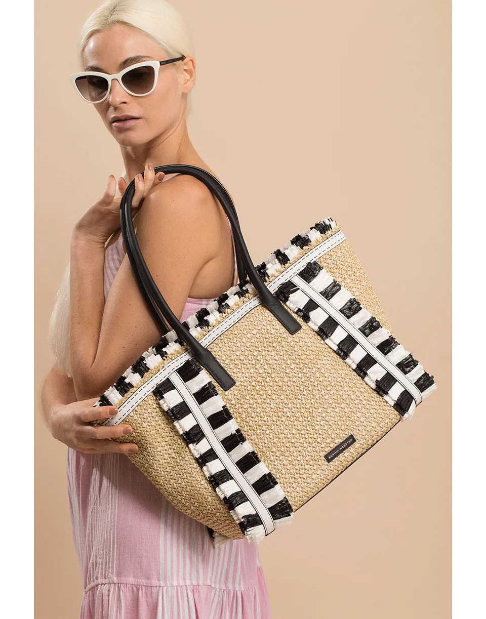 Monochrome Taya Raffia Tote