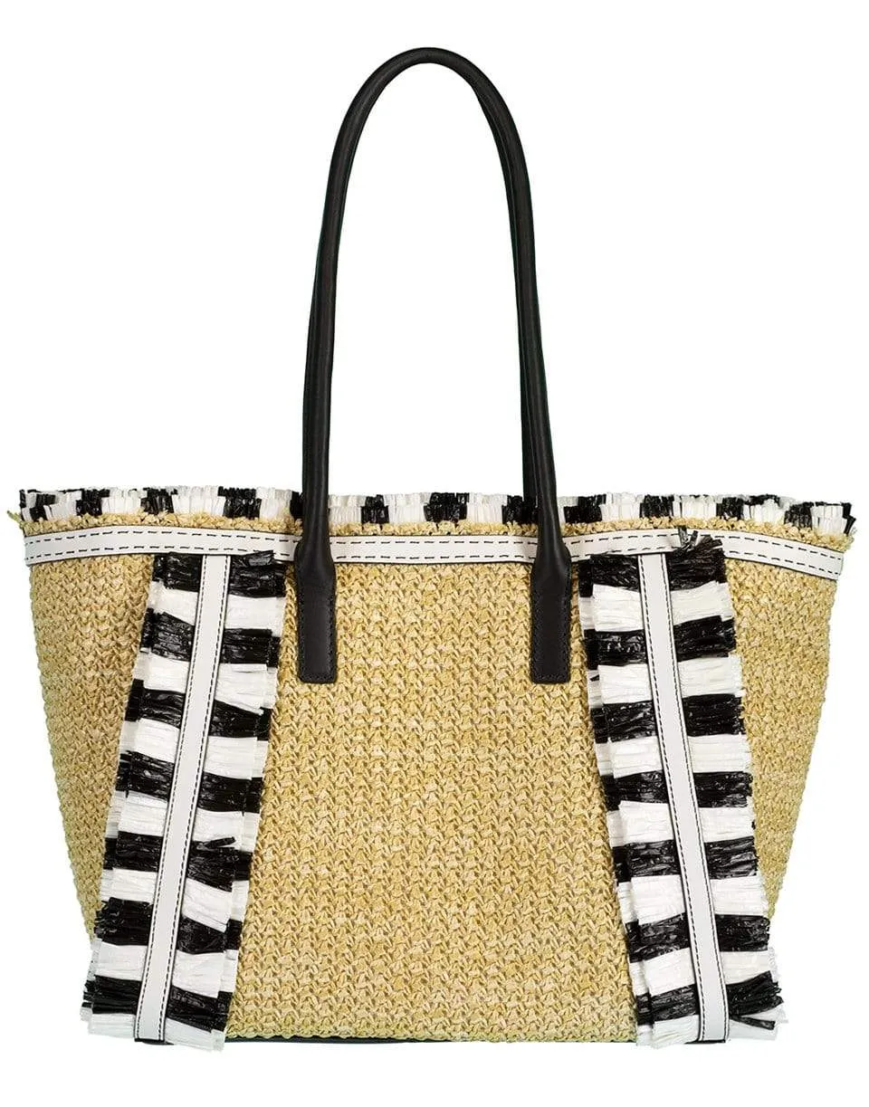 Monochrome Taya Raffia Tote