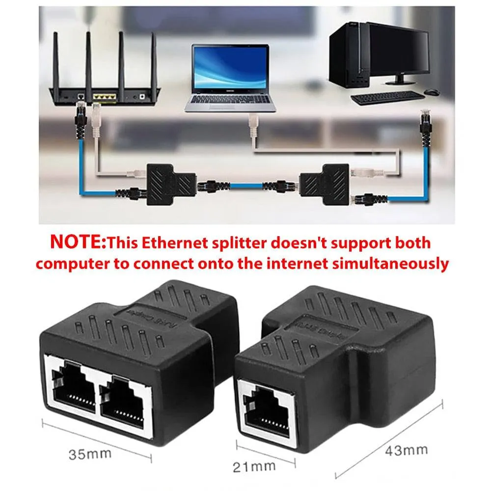 Network Rj45 Cable Port Network Cable Splitter Extender Plug Adapter Connector