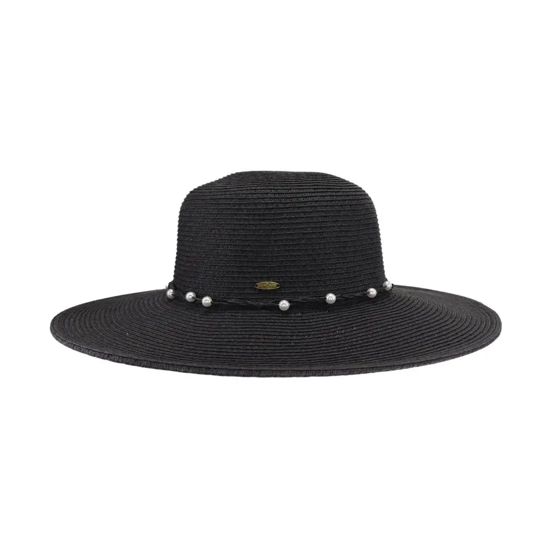 Pearl Banded Wide Brim Sunhat