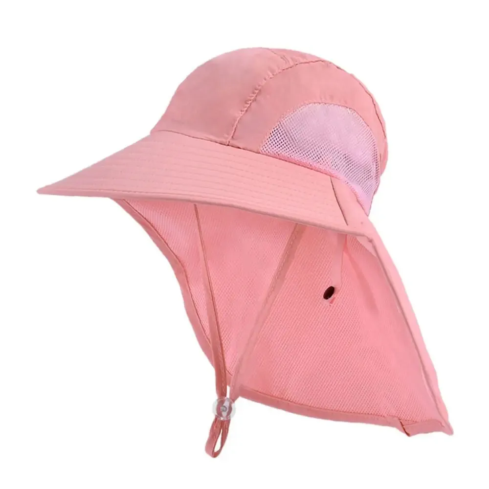 Summer Adjustable Beach Cap Children Bucket Hats Wide Brim Cap Sun Hat UV Protection