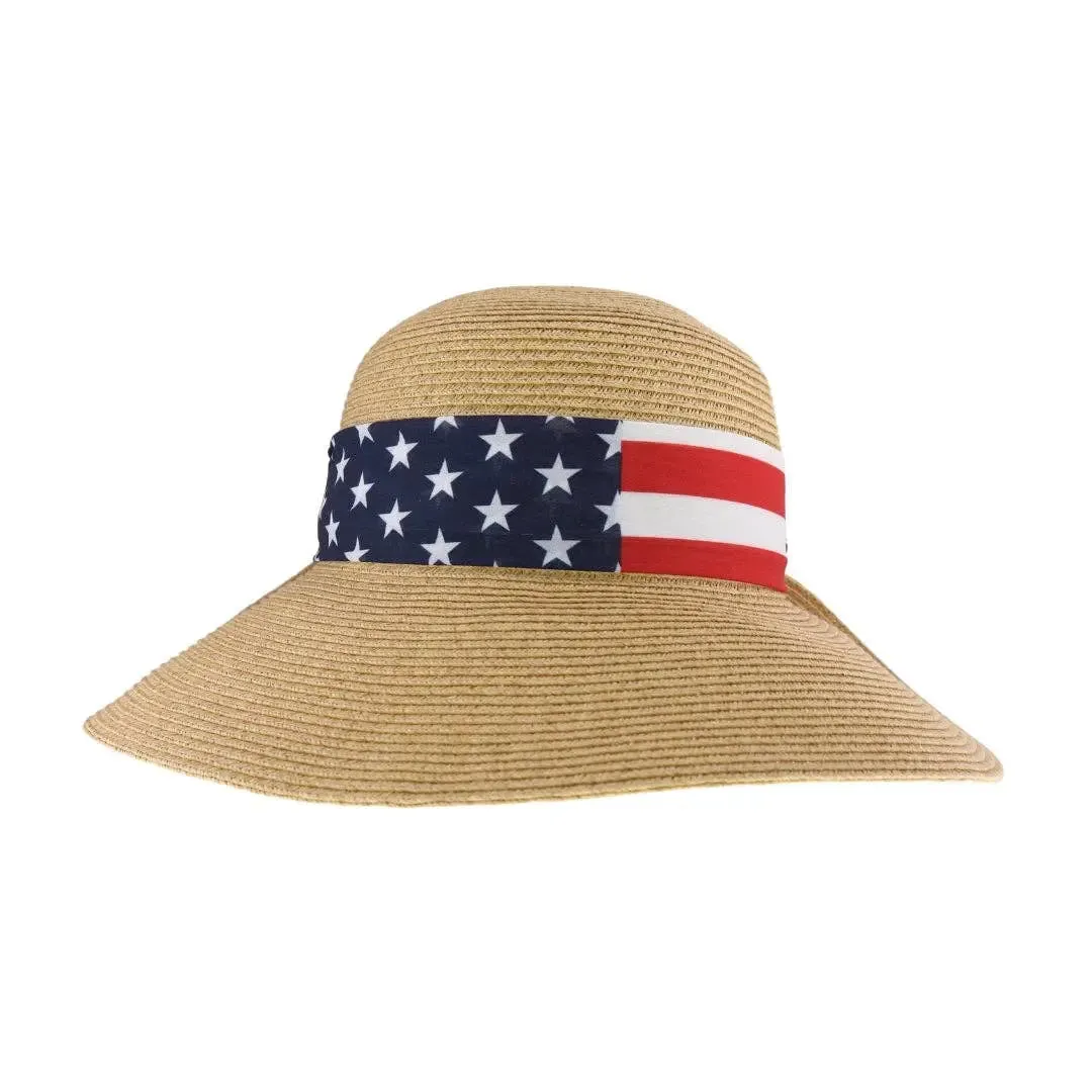USA Print Ribbon Trim Wide Brim