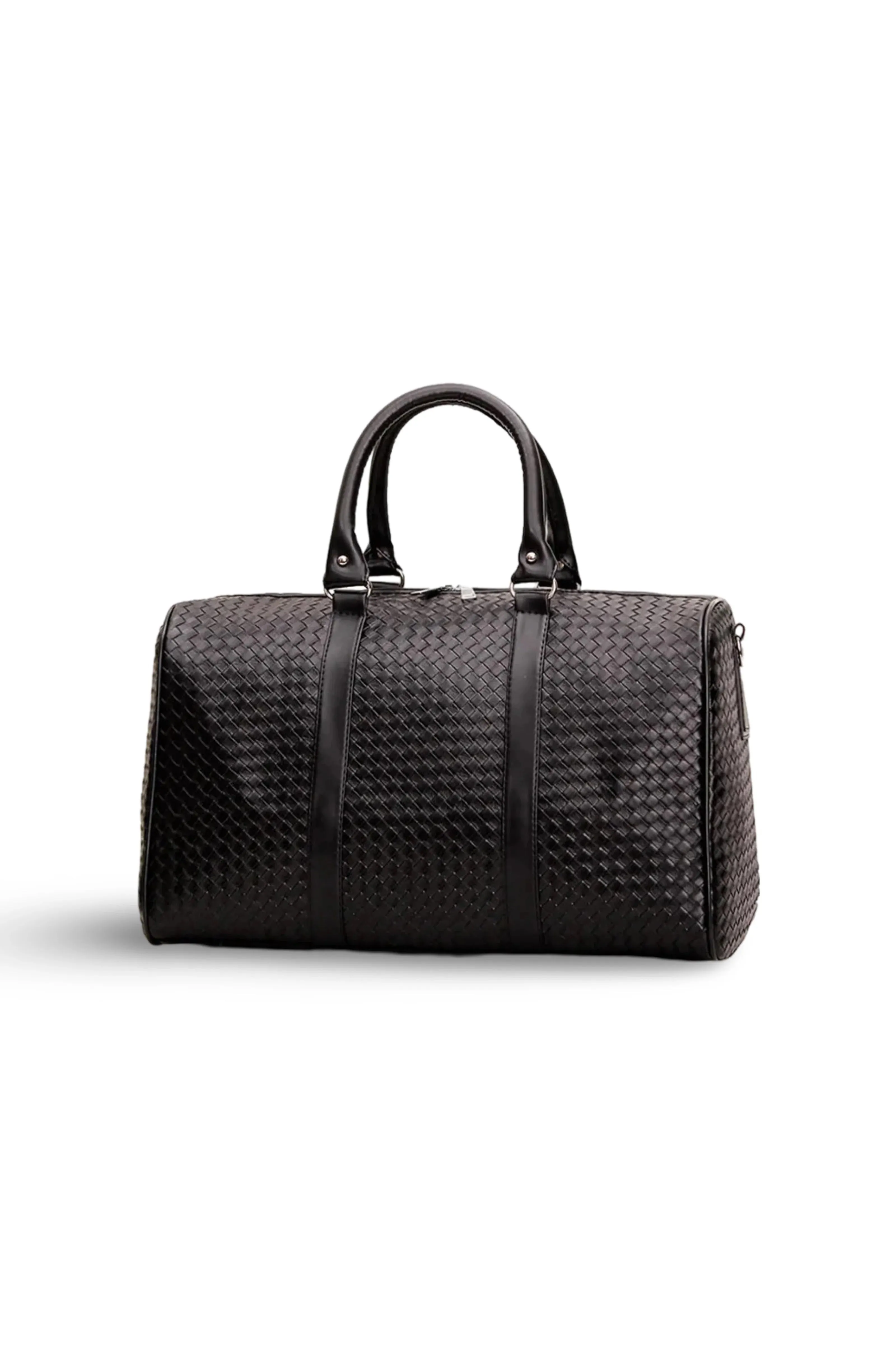 Woven Faux Leather Duffle Bag